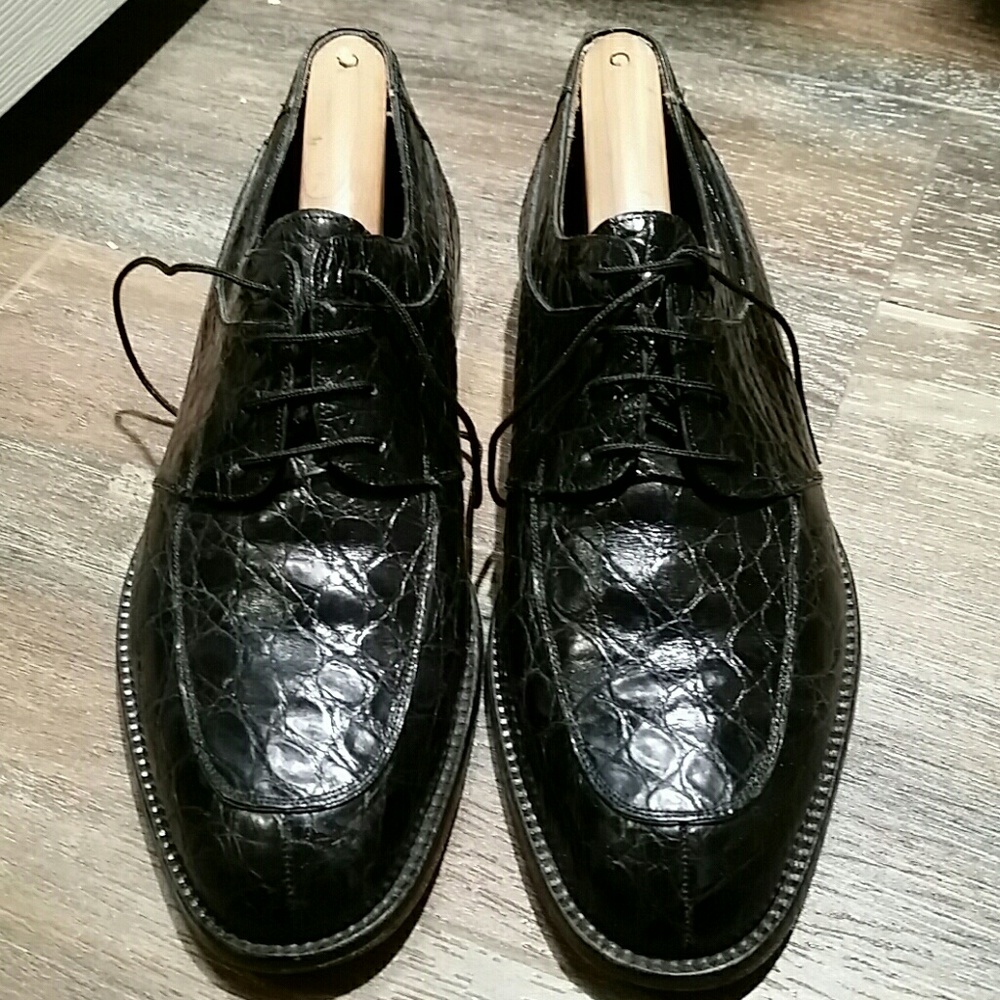 Mezlan Men's Crocodile Shoes Black Oxford 9 M